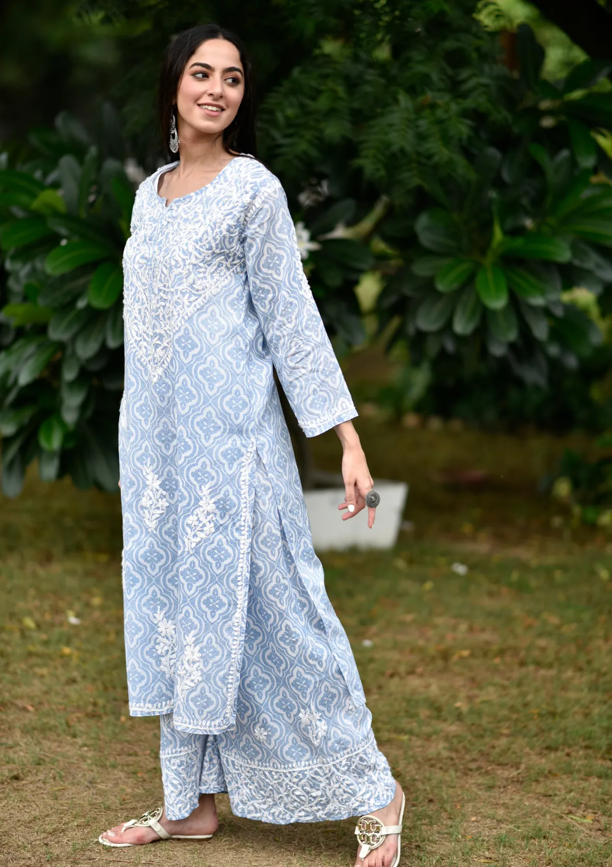 Adara Mulmul Straight Kurta Palazzo Set