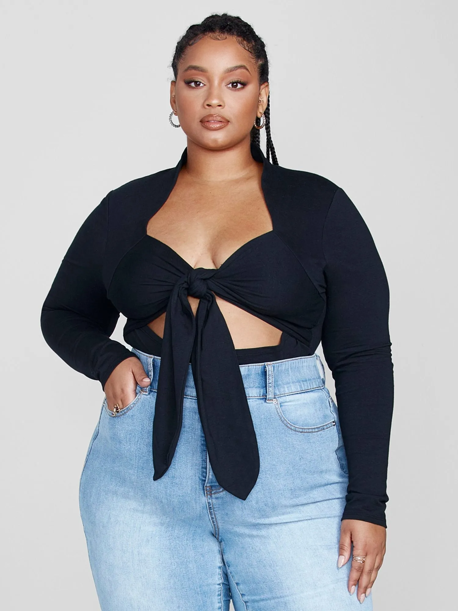 Fashion To Figure - Kate Tie Front Cutout Top