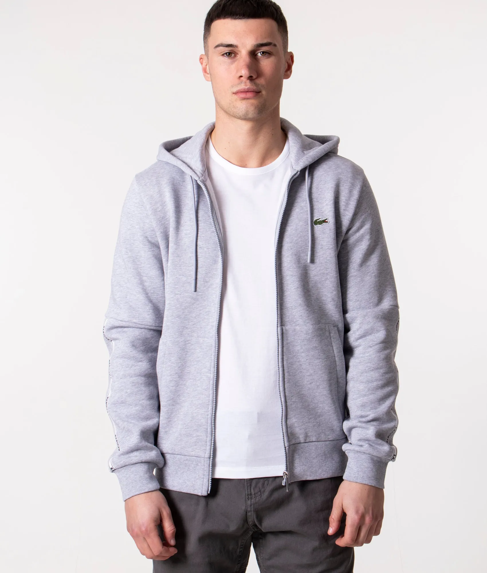 Tape Detail  Zip Through Hoodie